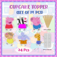 Seyal Pepa Pig cupcake topper Daddy Pig figure enhances dessert displays