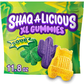 SHAQ-A-LICIOUS XL Gummies bag shows sour chewy candy for movie nights