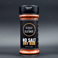 Shake to Elevate no-salt seasoning bottle pour highlights bold salt-free flavor for meats
