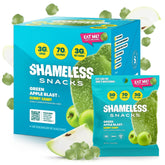 Shameless Green Apple Blast bag shows juicy gummies for a low-calorie on-the-go snack.