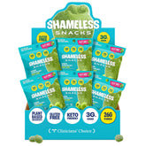 Shameless Green Apple Blast bag shows juicy gummies for a low-calorie on-the-go snack.