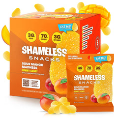 Shameless Sour Mango Madness bag front, ideal for on-the-go snacking