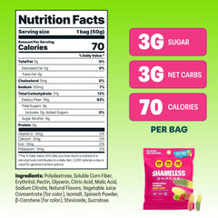 Shameless Wild Worms bag tilted to show keto-friendly candy