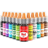 Shanlinly 12-color liquid dye bottle pour for vibrant cake decorating.