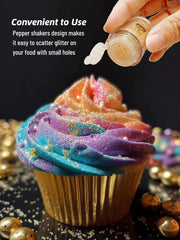 Shanlinly white edible glitter bottle provides bright shimmer for cookies.
