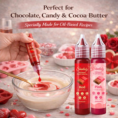 Shanlinly red coloring drops with precision dropper for controlled candy and chocolate color
