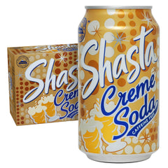 Shasta Creme Soda 12-pack cans, ideal for parties and pantry stock.