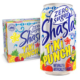 Shasta Zero Sugar Tiki Punch can front view, sugar-free tropical flavor ready to sip