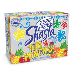 Shasta Zero Sugar Tiki Punch being poured over ice, vibrant tropical aroma