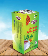 Cup of Shavuot Cerasee Tea brewed hot with inviting aroma.