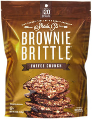 Sheila G's Brownie Brittle Toffee Crunch pack shot, premium ingredients for a luxe snack.
