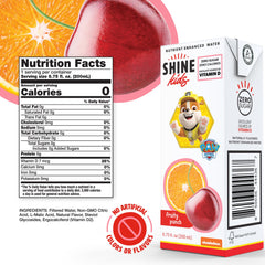 ShineWater Paw Patrol fruit punch juice box side view showing zero sugar claim