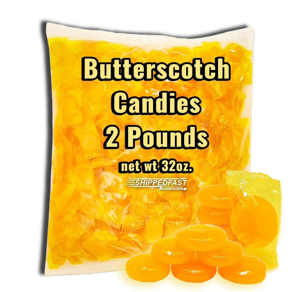 Shippedfast butterscotch hard candies in a 2 lb bag for bulk snacking and events.