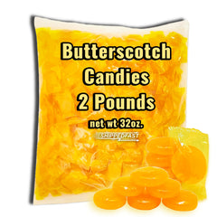 Shippedfast butterscotch hard candies in a 2 lb bag for bulk snacking and events.