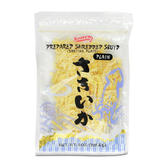 Shirakiku shredded squid bag ready to snack with savory protein.