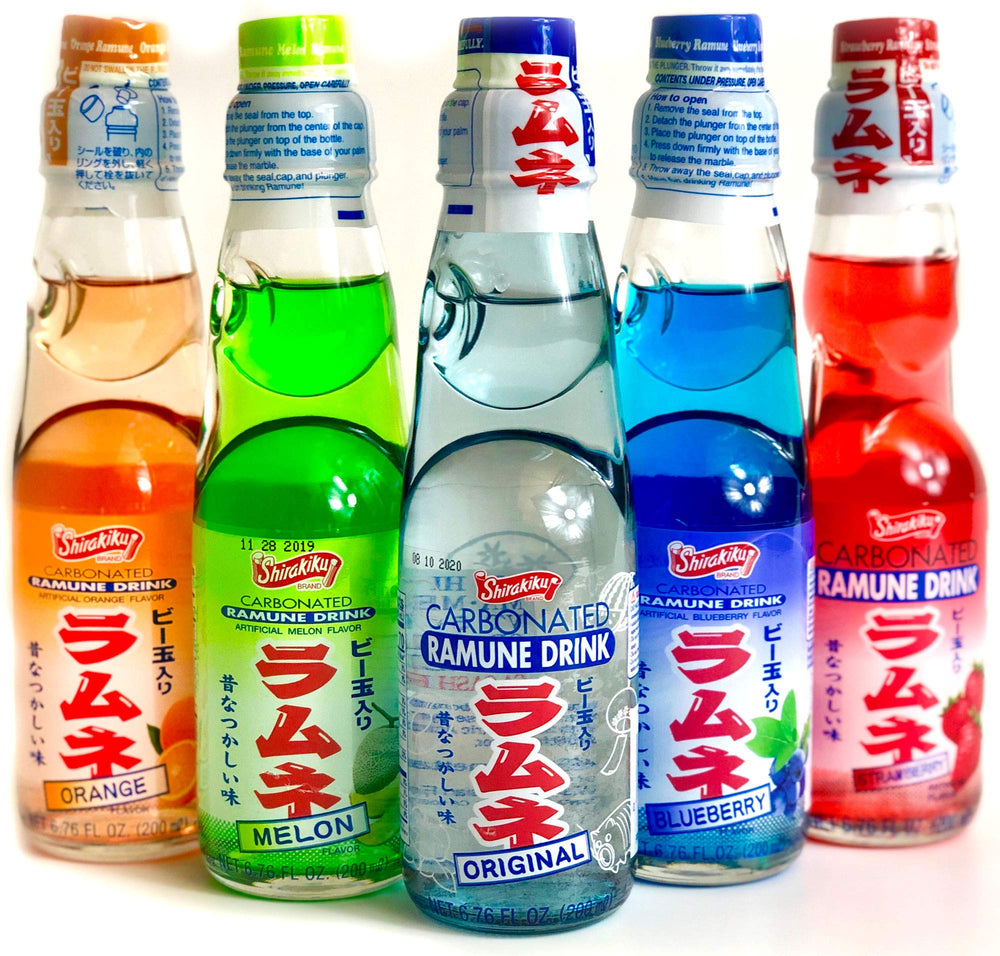 Shirakiku Ramune variety pack with 200ml glass bottles for easy home tasting and gifting