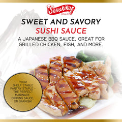 Shirakiku sushi sauce as dipping glaze for rolls.