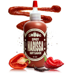 SHUUG Harissa sauce bottle with bold heat for grilling.
