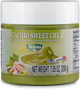 Sicana Pistachio Cream jar closeup shows premium texture for desserts