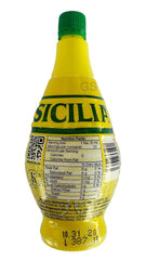 Sicilia Lemon Juice label close-up emphasizing natural, non-GMO attributes.