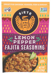 Siete Lemon Pepper Fajita bottle front showing branding and label for versatile meals