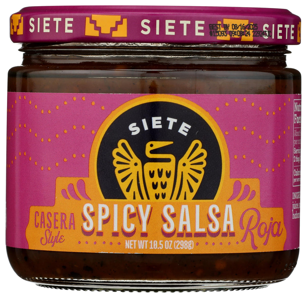 Siete Salsa Spicy Casera jar adds bold flavor to tacos and bowls.