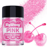 SigWong pink edible glitter bottle-cap adds a glossy finishing touch to drinks and desserts.