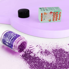 SigWong Purple Edible Glitter for cakes creates a glossy finish.