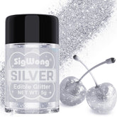 SigWong silver edible glitter enhances drinks and desserts with glamorous shine.
