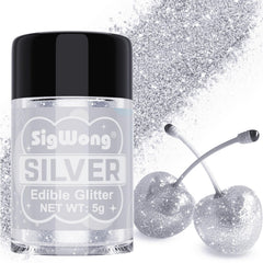 SigWong silver edible glitter enhances drinks and desserts with glamorous shine.