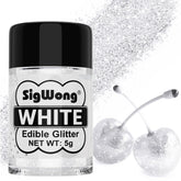 SigWong white edible glitter bottle adds shimmering finish to foods and drinks