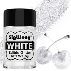 SigWong white edible glitter bottle adds shimmering finish to foods and drinks