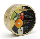 Simpkins Mixed Fruit Drops pack in tin, ready for travel.
