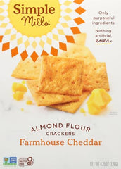 Simple Mills Almond Flour Crackers gluten-free label closeup for a mindful snack choice.