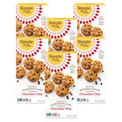 Simple Mills almond flour crunchy cookies chocolate chip pack of 6 shows a crisp bite
