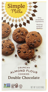 Simple Mills almond flour cookies Double Chocolate Chip box front highlights gluten-free, vegan snack