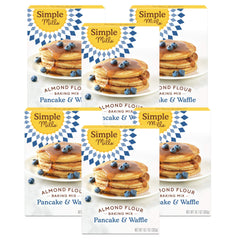Simple Mills Almond Flour Pancake Mix box front, gluten-free breakfast staple.