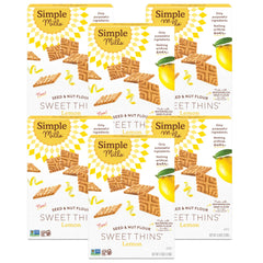 Simple Mills Lemon Seed & Nut Flour Sweet Thins front view, crisp lemon flavor for on‑the‑go snacking
