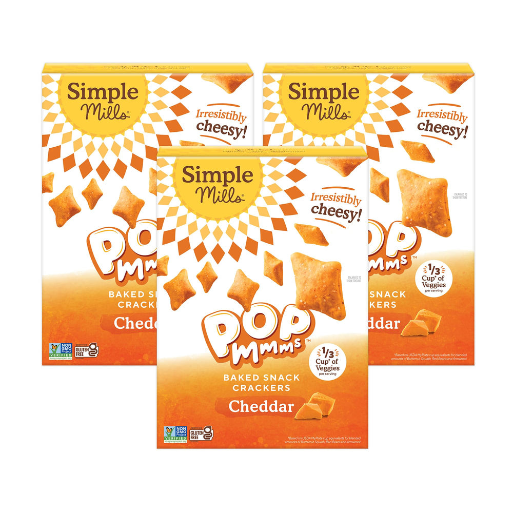Simple Mills Pop Mmms Cheddar Crackers pack of 3 with crave-worthy crunch