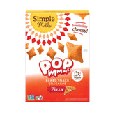 Simple Mills Pop Mmms Pizza box front showing gluten-free snack for busy days.