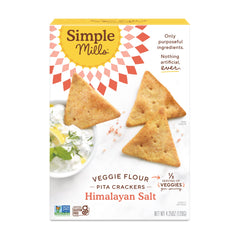 Simple Mills Veggie Pita Crackers Himalayan Salt packaging on white surface