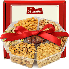 Simple Orchards Easter Nuts Gift Basket 7-section platter with mixed nuts, ideal for gifting