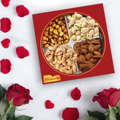 Simple Orchards Easter Nuts gift basket with four sections, showcased for display.