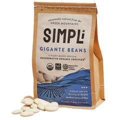 SIMPLi Gigante beans dried 12 oz pack on pantry shelf for protein-rich meals