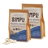 SIMPLi regenerative organic gigante beans 2x12oz pack on pantry shelf; ideal for hearty soups and stews.