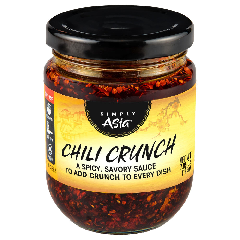 Simply Asia Chili Crunch Sauce bottle showing bold flavor and crunchy texture.