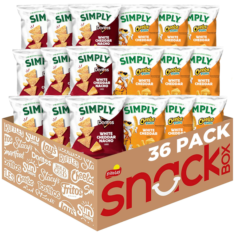 Simply Cheetos White Cheddar Puffs bag showing cheesy, real-cheese flavor for snacking.