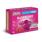 Simply Delish raspberry jel dessert box showing a fat-free, sugar-free treat option