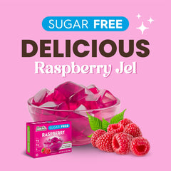 Simply Delish raspberry jel dessert pouring into a mold for chilling