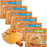 Simply Delish Salted Caramel Pudding packaging front highlights sugar-free indulgence